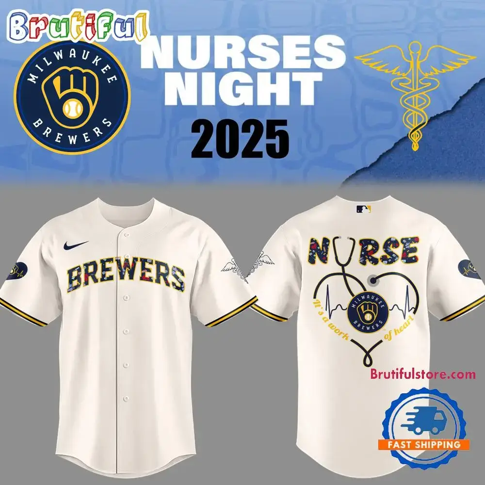 Milwaukee Brewers Baseball NURSES NIGHT 2025 White Jersey Shirt Image