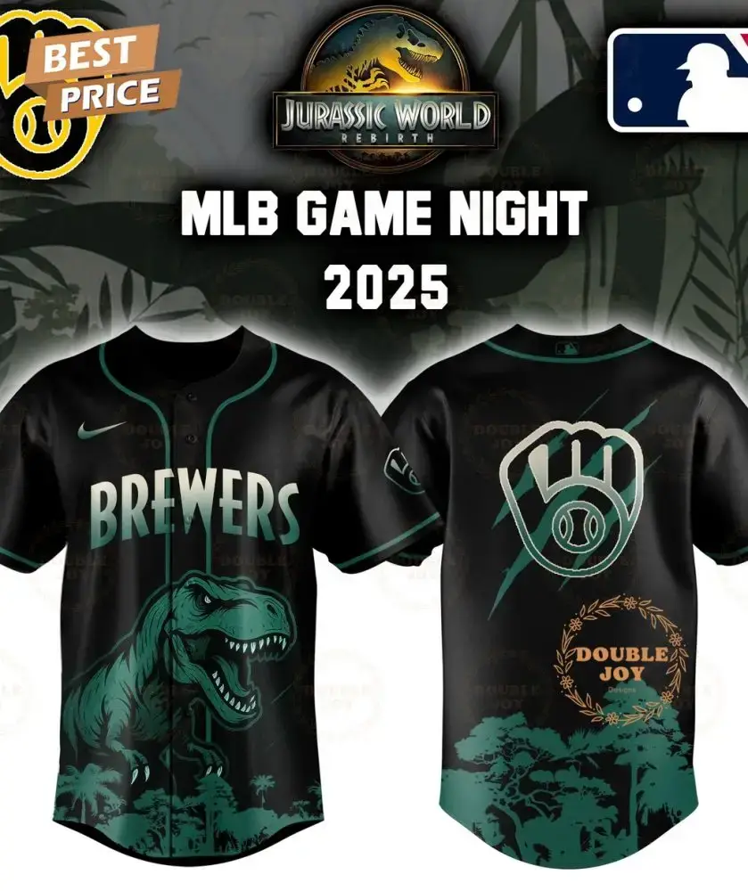 Milwaukee Brewers Jurassic World Rebirth Game Night 2025 Special Edition Baseball Jersey Image