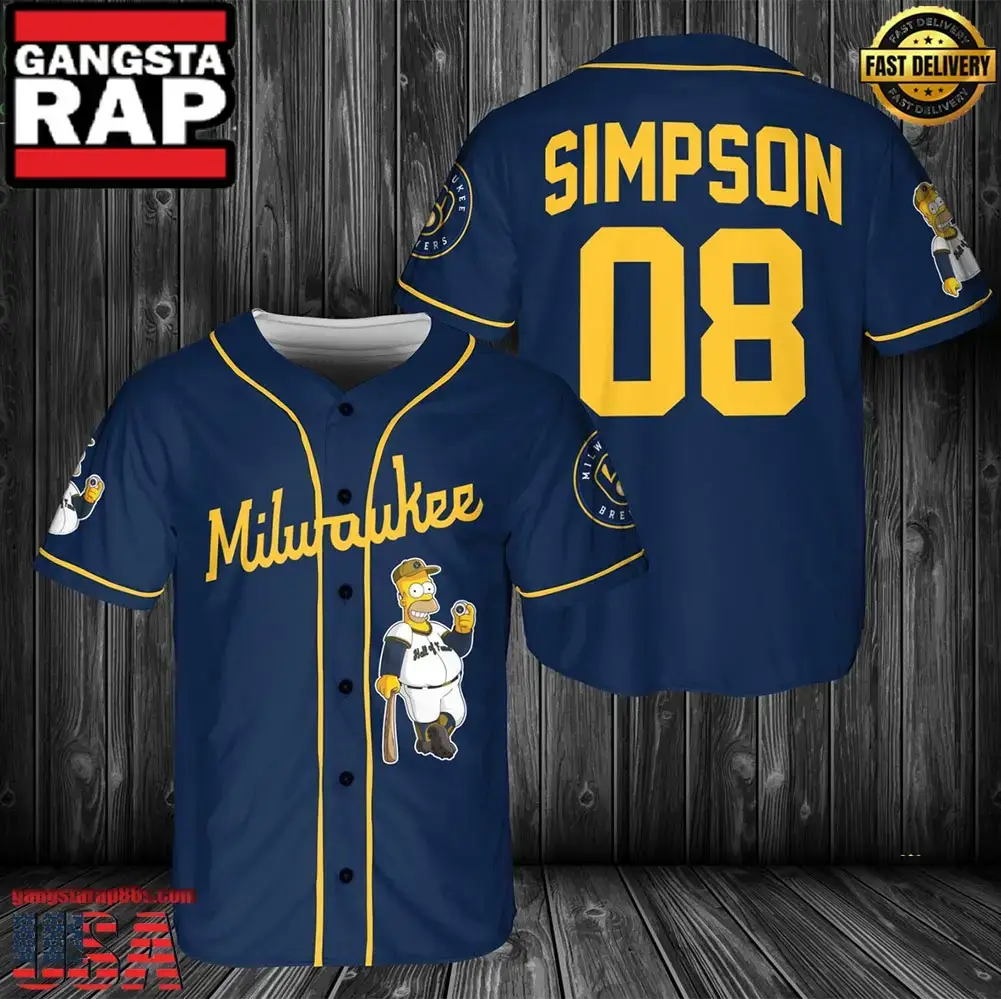 Milwaukee Brewers MLB Simpson Baseball Jersey - MLB Fan Gifts Image