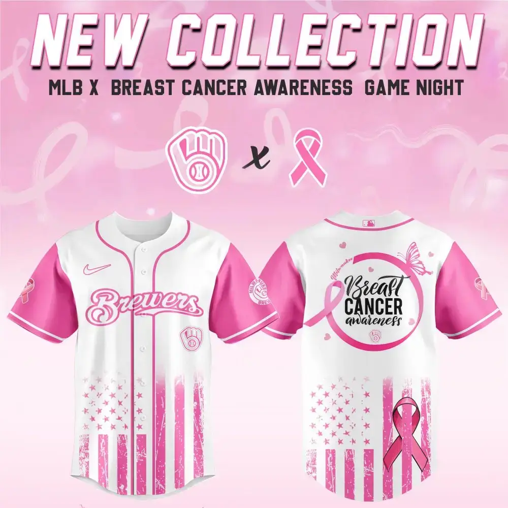 Milwaukee Brewers Mlb X Breast Cancer Awareness Month Hope In Pink Custom Baseball Jersey Image