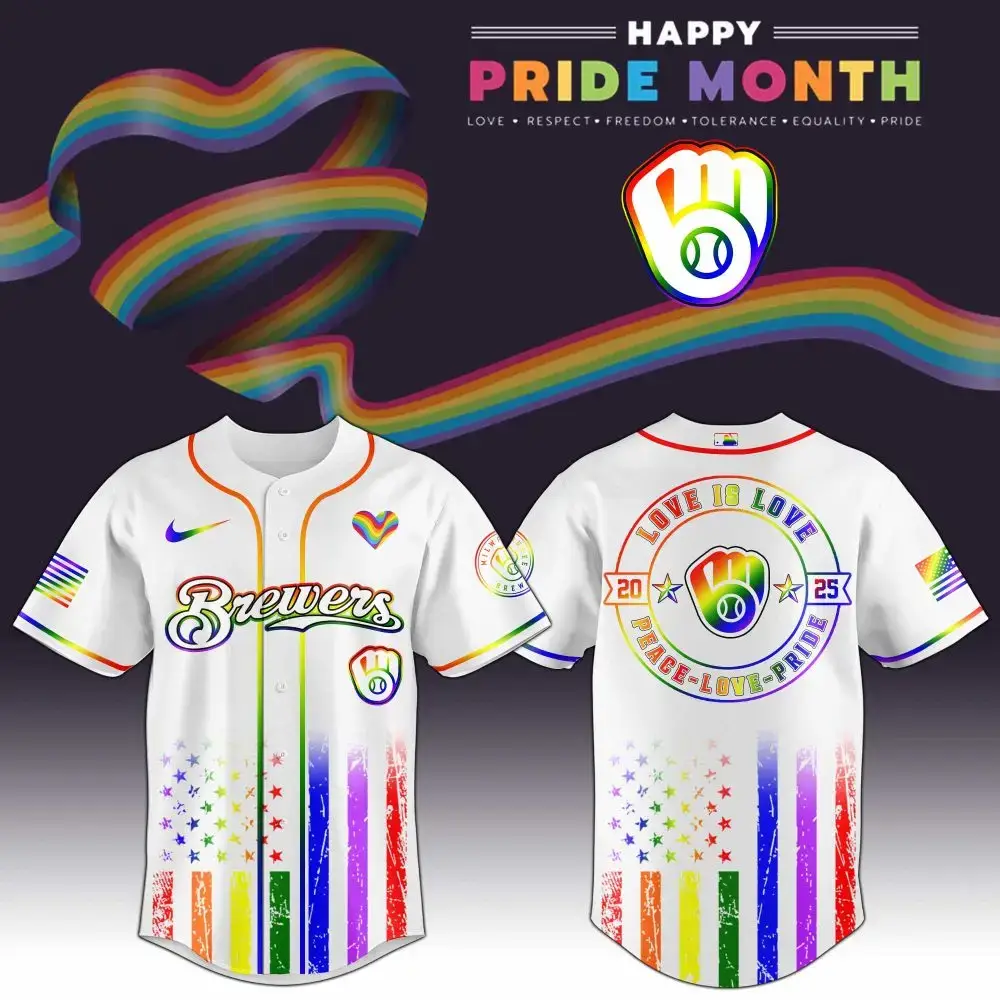 Milwaukee Brewers Mlb X Happy Pride Month Limited Edition Custom Baseball Jersey Image
