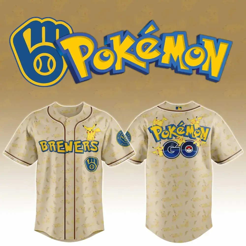 Milwaukee Brewers Mlb X Pokemon Go Custom Baseball Jersey Image