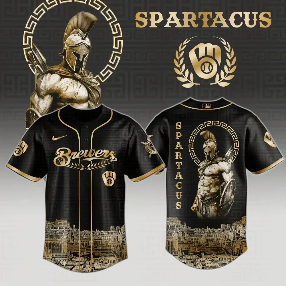 Milwaukee Brewers Mlb X Spartacus Glory Of The Arena Power Of The Game Custom Baseball Jersey Image