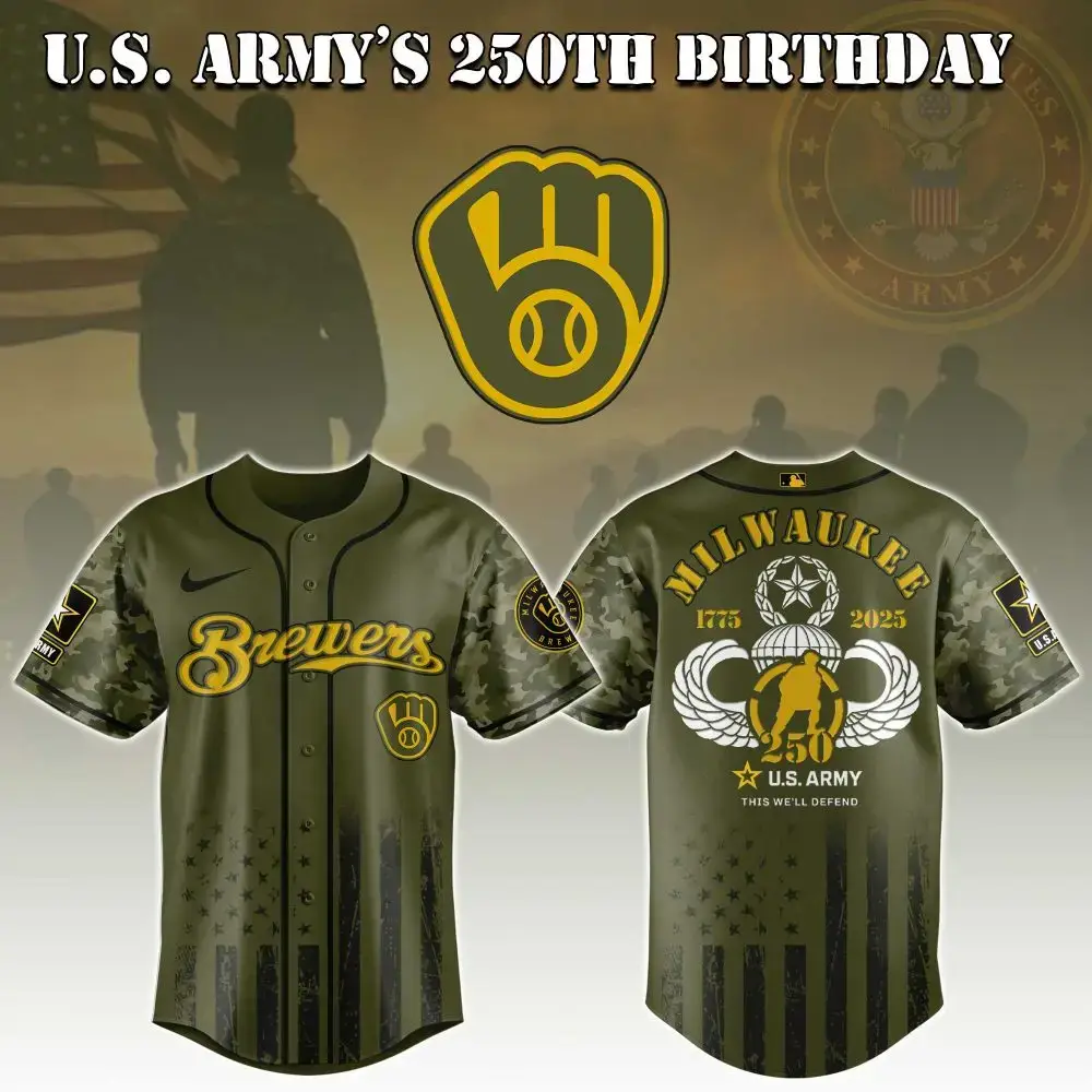 Milwaukee Brewers Mlb X U.S. Army This We'Ll Defend Custom Baseball Jersey Image