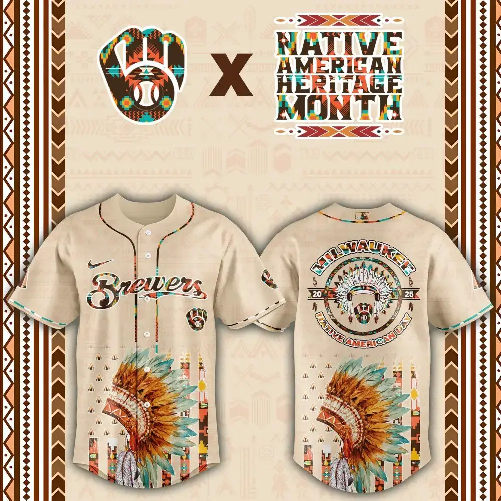 Milwaukee Brewers Native American Heritage Month Custom Baseball Jersey Image