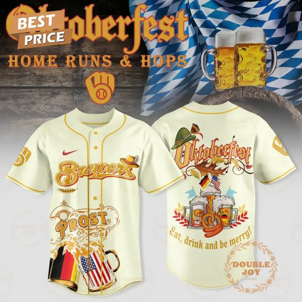 Milwaukee Brewers -Oktoberfest Home Runs And Hops White Edition Baseball Jersey Image