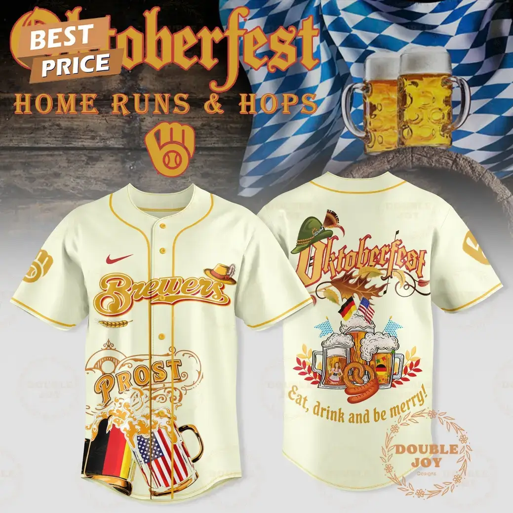 Milwaukee Brewers -Oktoberfest Home Runs And Hops White Edition Baseball Jersey Image