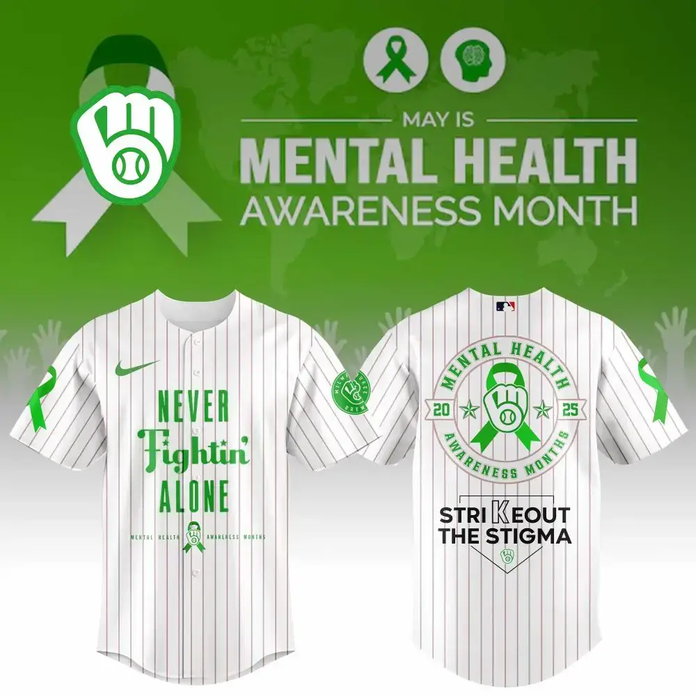 Milwaukee Brewers Special Mental Health Awareness Week Limited Edition Custom Baseball Jersey Image