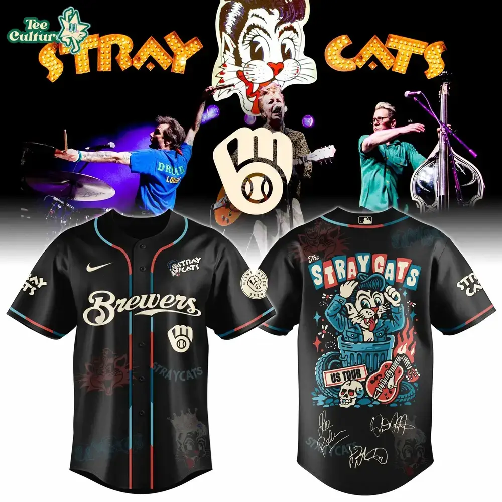 Milwaukee Brewers Stray Cats 2026 US Tour Inspired Baseball Jersey Image