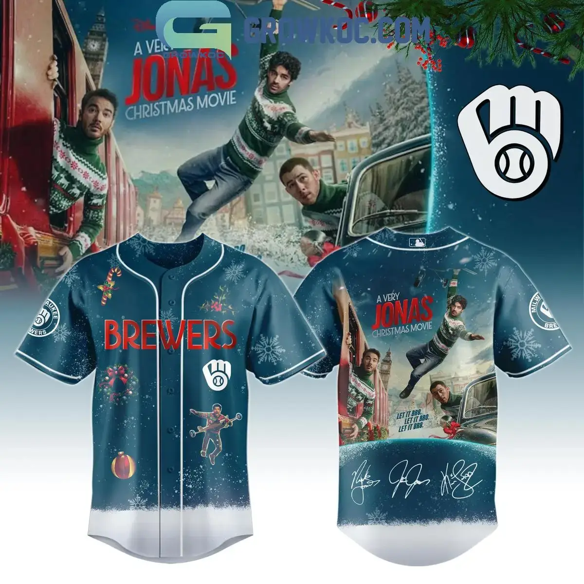 Milwaukee Brewers x A Very Jonas Christmas Movie 2025 Jersey Image