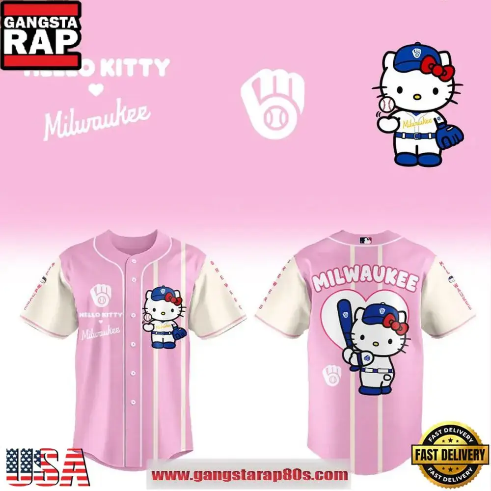 Milwaukee Brewers x Hello Kitty Pink Night 2026 Special Baseball Jersey Shirt Image