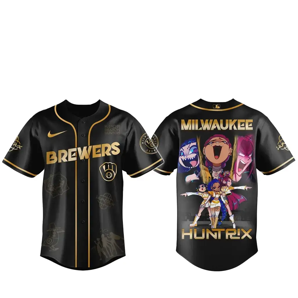 Milwaukee Brewers x Kpop Demon Hunter 2026 Golden Baseball Jersey Image