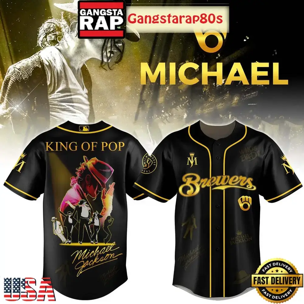 Milwaukee Brewers x Michael Jackson King Of Pop Baseball Jersey Image