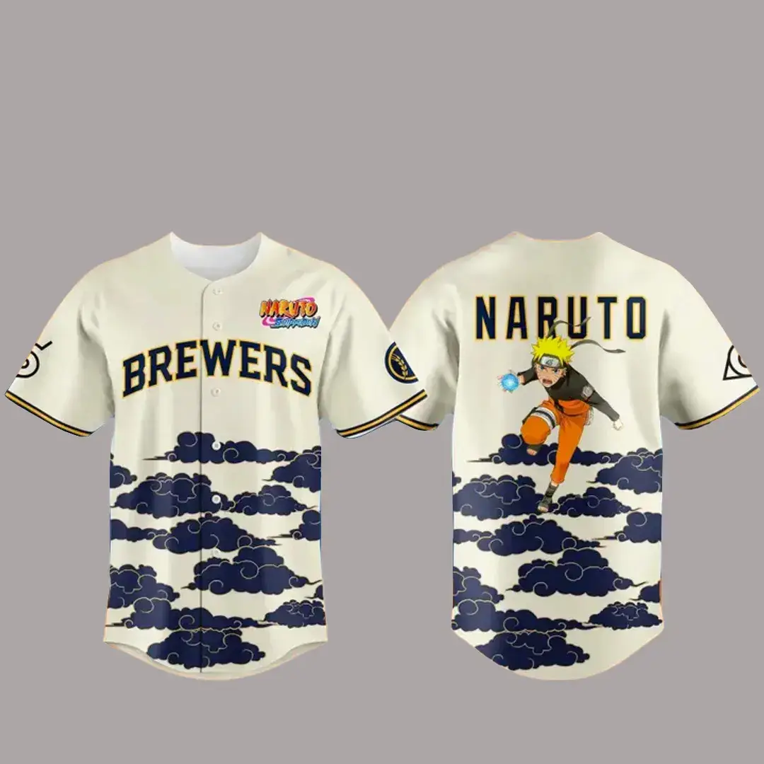 Milwaukee Brewers x Naruto Shippuden Night Baseball Jersey Image