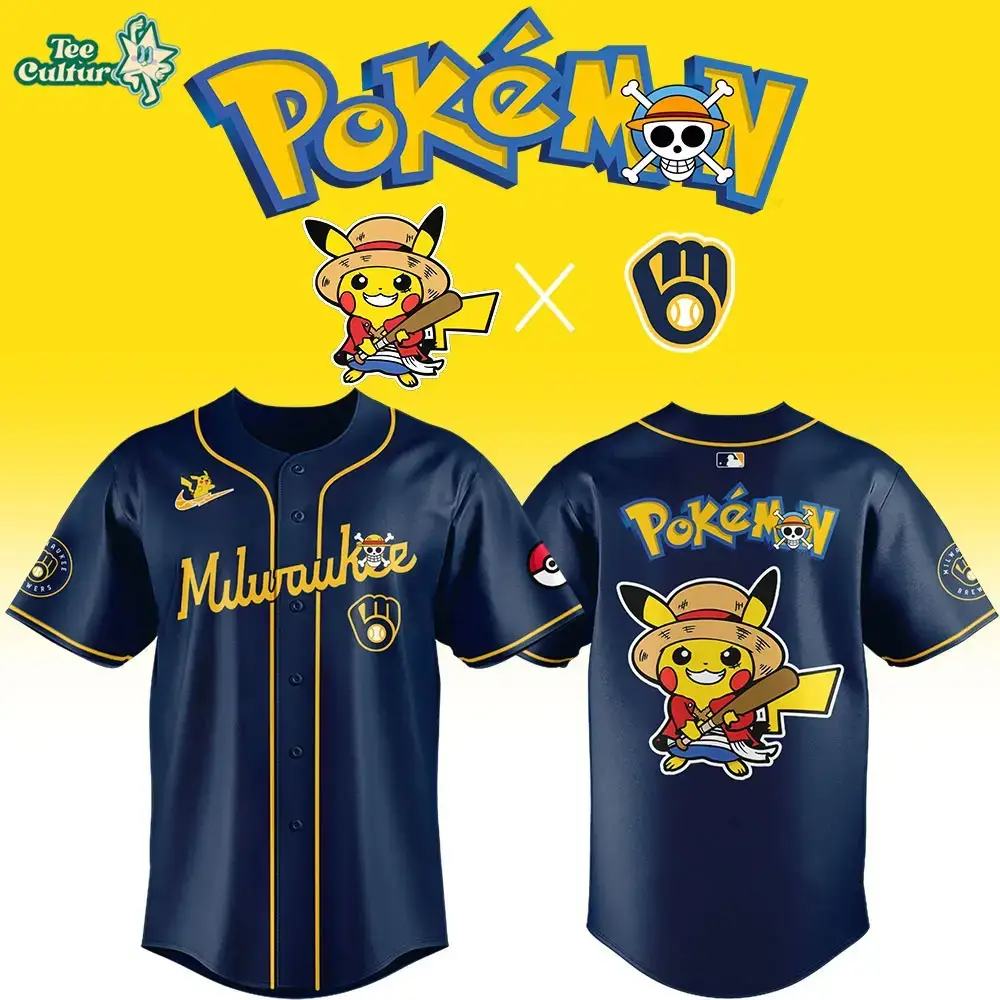 Milwaukee Brewers x One Piece x Pokemon 2026 Anime Night Jersey 2026 Image