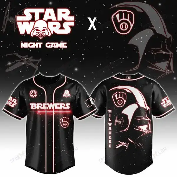 Milwaukee Brewers X Star Wars Darth Vader Sith Lord Night Game Baseball Jersey Image
