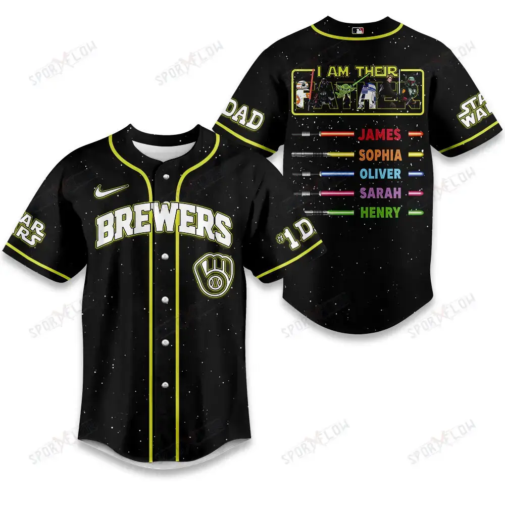 Milwaukee Brewers X Star Wars I Am Their Father Custom Name Baseball Jersey Image