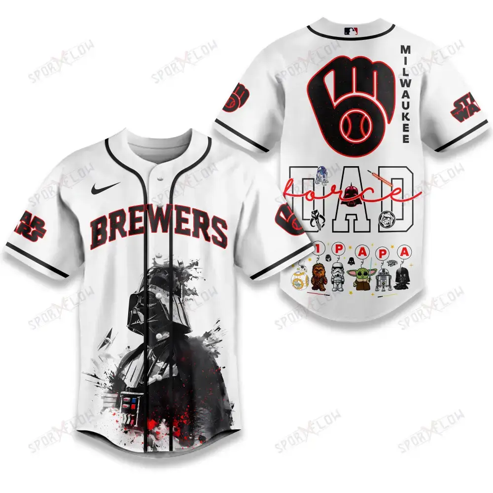 Milwaukee Brewers X Star Wars The Force Dad Father'S Day Baseball Jersey Image