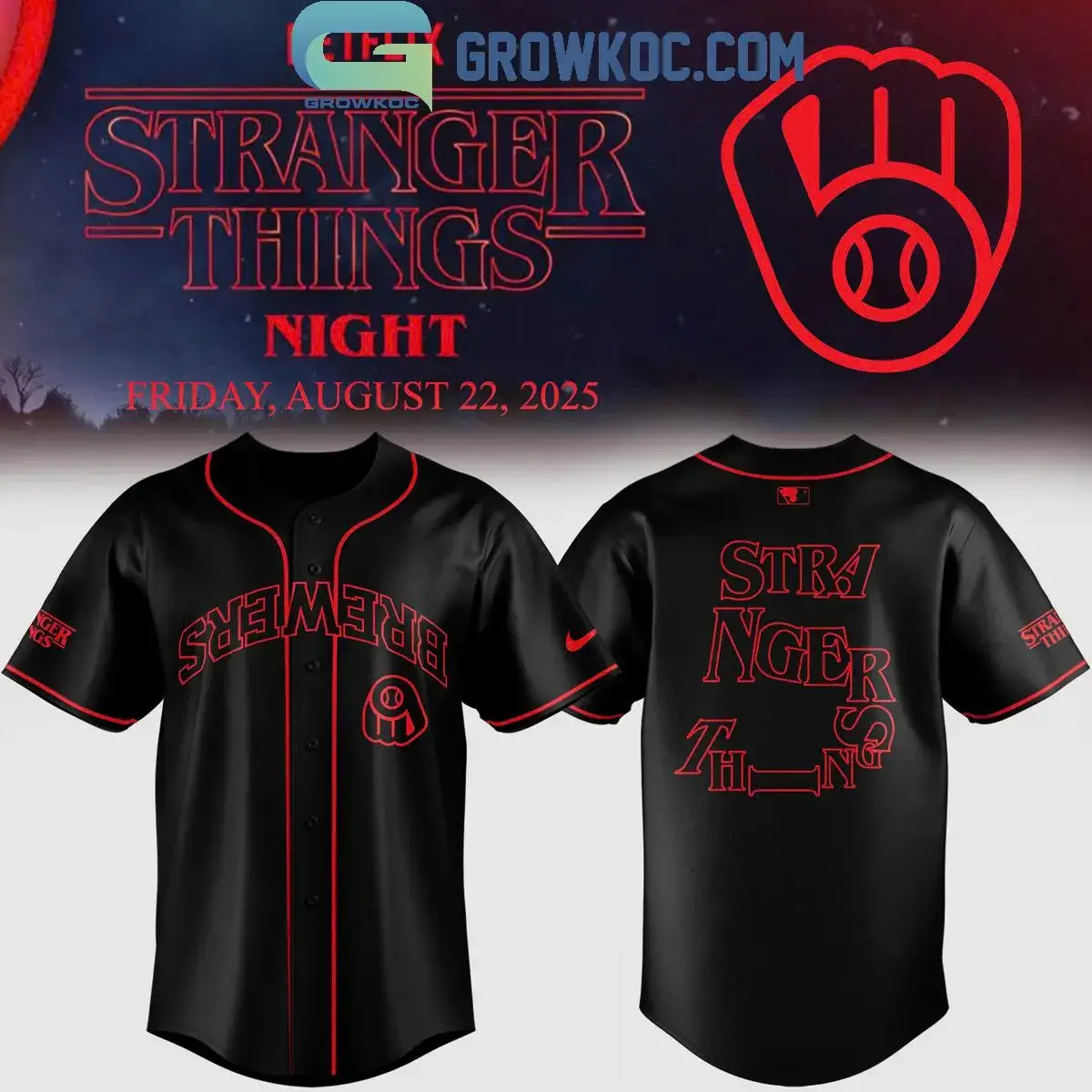 Milwaukee Brewers x Stranger Things Night On Netflix Jersey Image