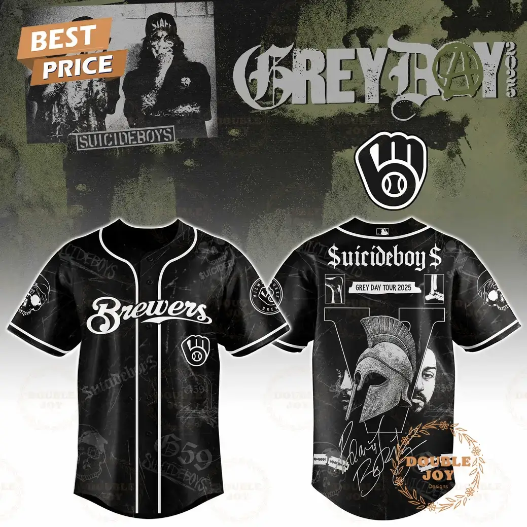 Milwaukee Brewers x Suicideboys Grey Day Tour Limited Edition 2025 Baseball Jersey Image
