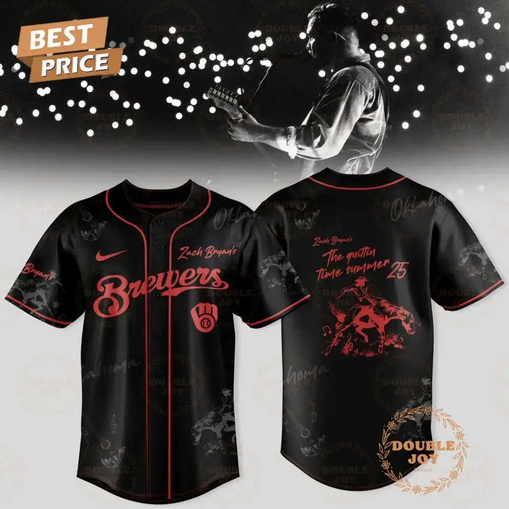 Milwaukee Brewers X Zach Bryan'S 2025 The Quittin Time Summer Limited Edition Baseball Jersey Image