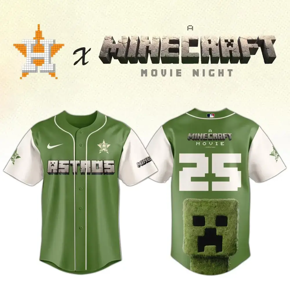 Minecraft Movie Night Jersey - Limited Edition Astros Collaboration, Unisex Gaming Apparel Image