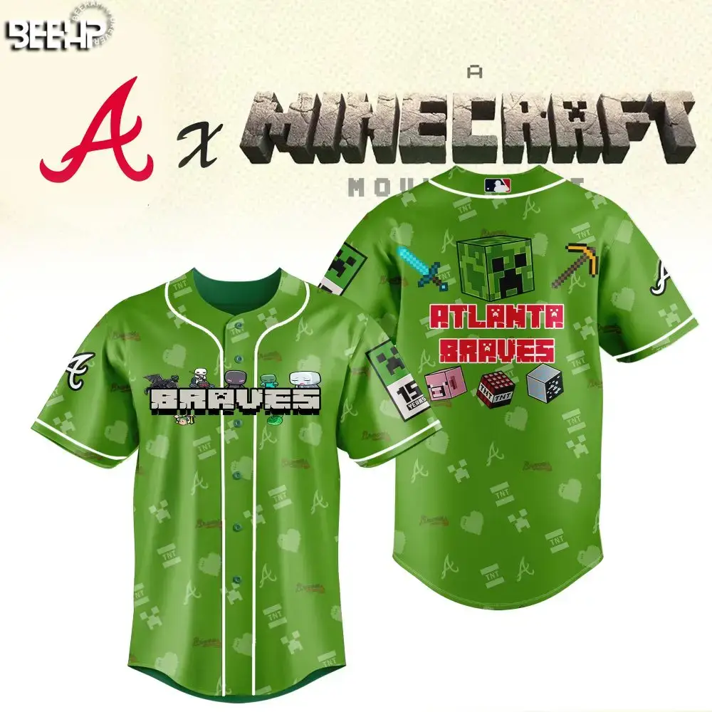 Minecraft X Atlanta Braves Green Jersey - Limited Edition Fan Gear Image