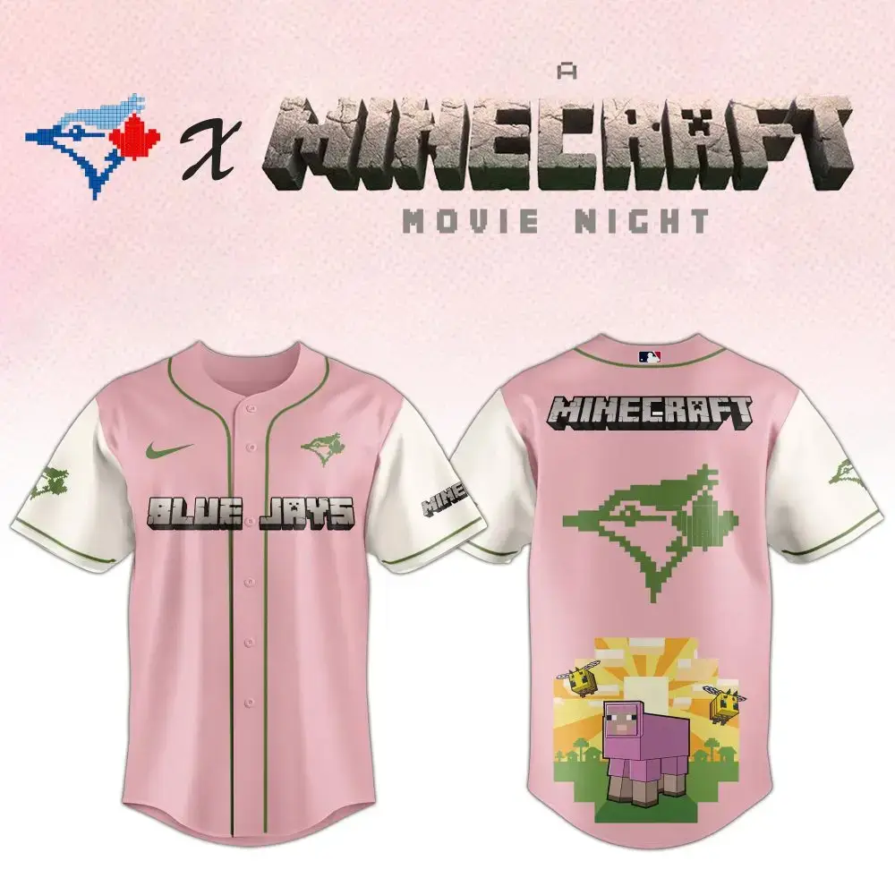 Minecraft X Blue Jays Pink Jersey – Limited Edition Movie Night Gear! Image