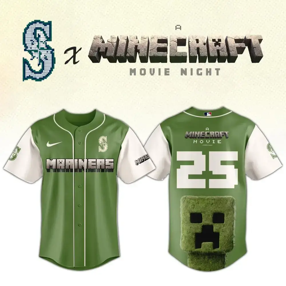 Minecraft X Mariners Custom Jersey - Limited Edition Movie Night Gear! Image