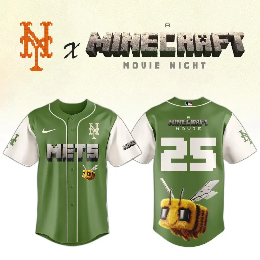 Minecraft X Mets Baseball Jersey – Limited Edition Movie Night Gear Image