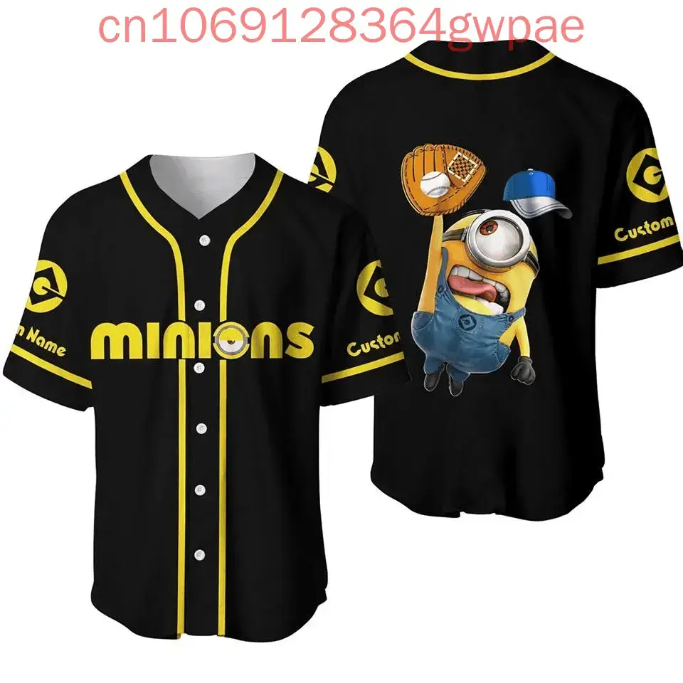 Minions Baseball Jersey – Customizable Black & Yellow Sports Shirt For Fans Image