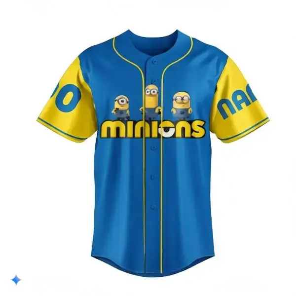 Minions Baseball Jersey – Fun Blue & Yellow Design For Fans & Kids – Perfect Gift! Image