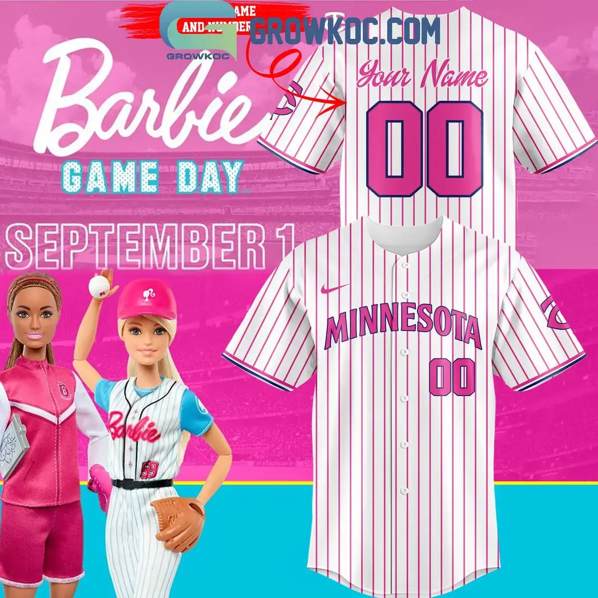 Minnesota Twins Barbie Game Day Personalized Baseball Jersey Image