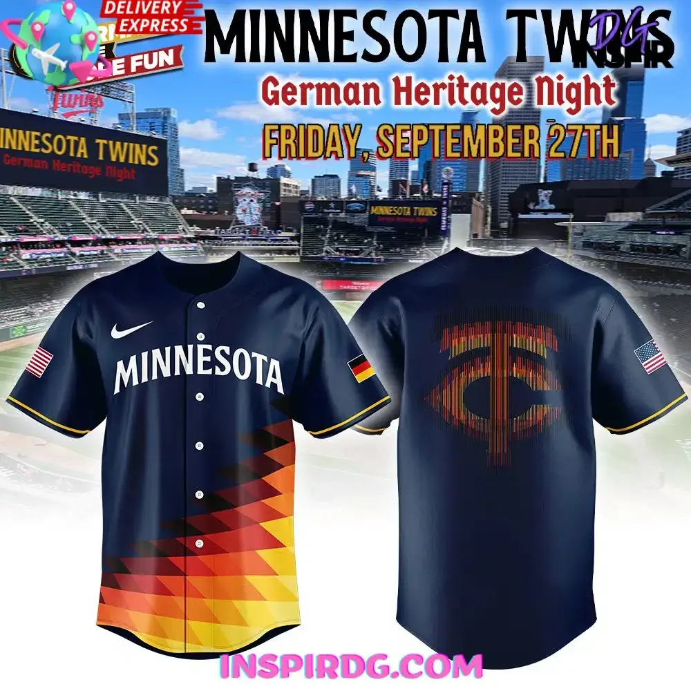 Minnesota Twins German Heritage Night 2024 Navy Baseball Jersey Image