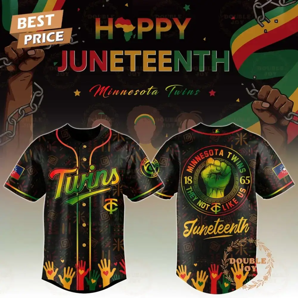 Minnesota Twins Happy Juneteenth They Not Like Us Limited Edition Baseball Jersey Image