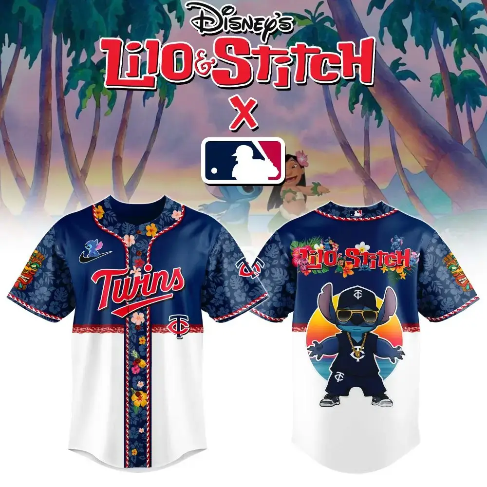 Minnesota Twins Mlb X Lilo & Stitch Custom Baseball Jersey Image