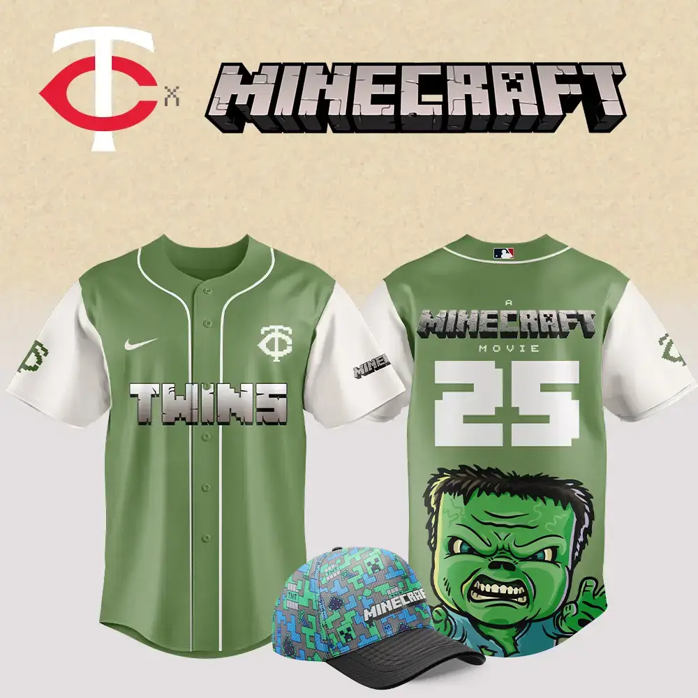 Minnesota Twins Mlb X Minecraft Movie Custom Baseball Jersey Image