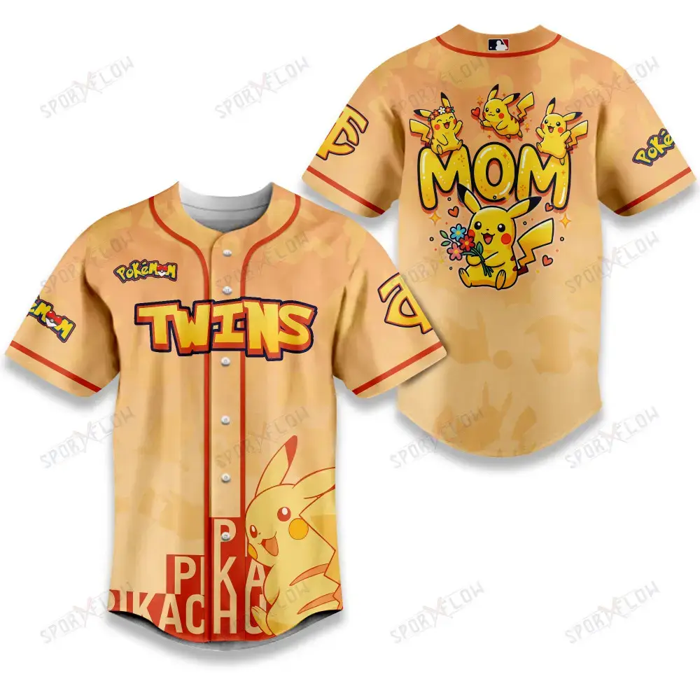 Minnesota Twins Pikachu Mom Art Baseball Jersey Image