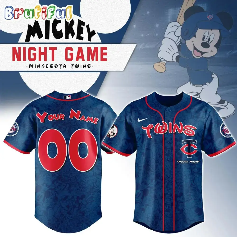 Minnesota Twins X Mickey Night Game Personalized Baseball Jersey Image