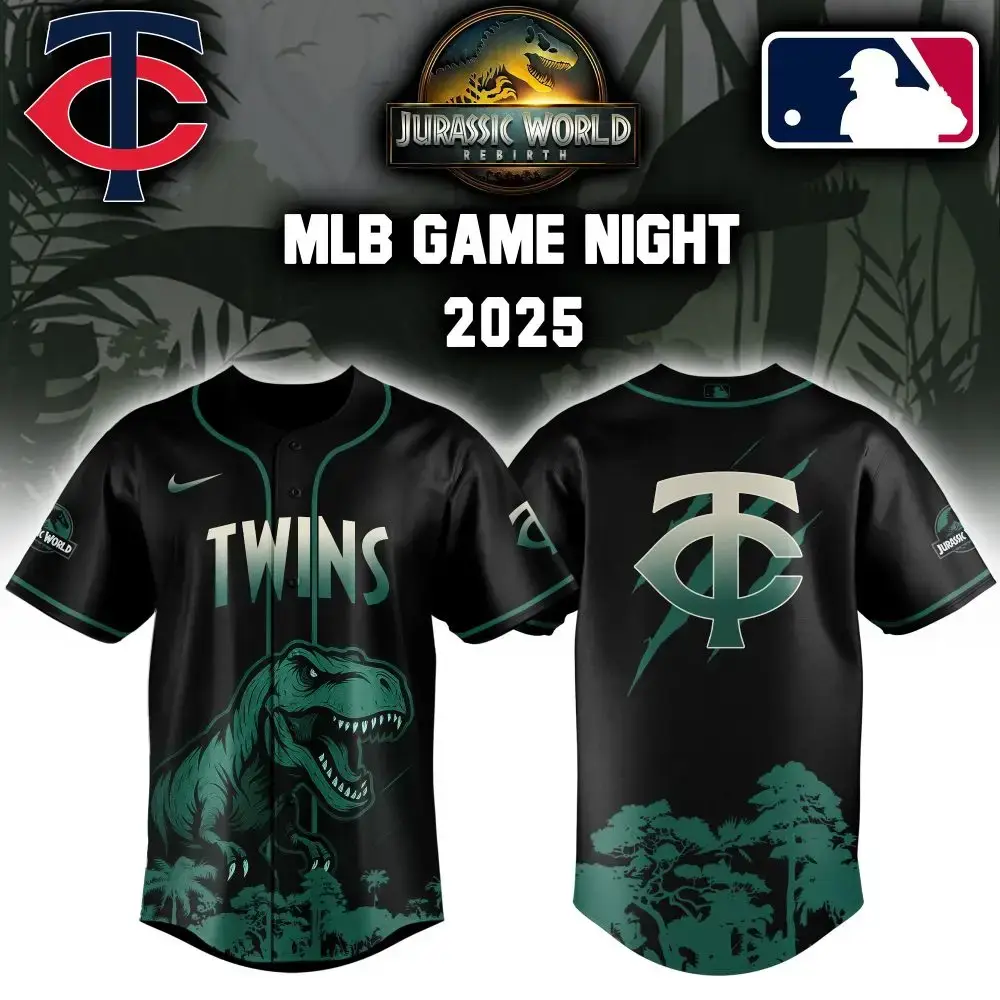 Minnesota Twins X Mlb Jurassic World Custom Baseball Jersey Image