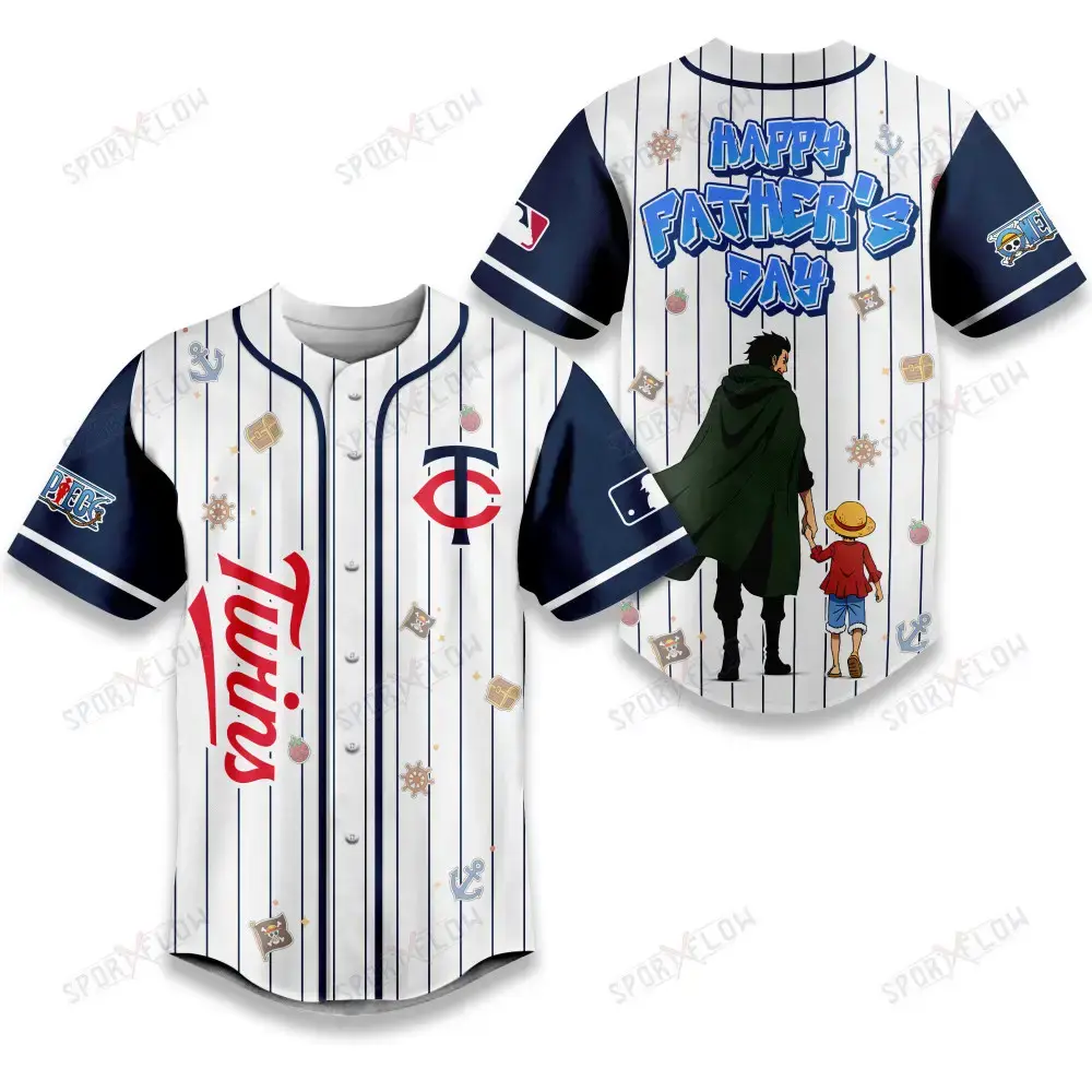 Minnesota Twins X One Piece Dragon & Luffy Dad Baseball Jersey Image