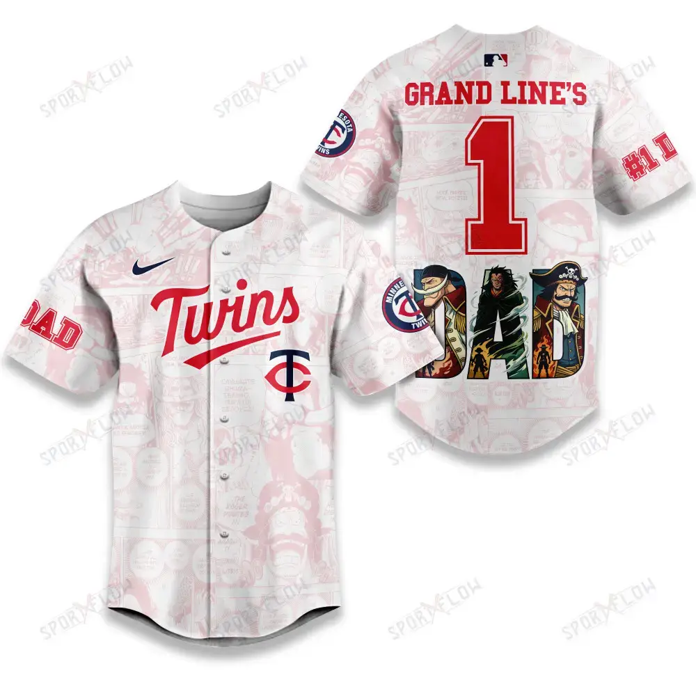 Minnesota Twins X One Piece Grand Line'S #1 Dad Custom Baseball Jersey Image