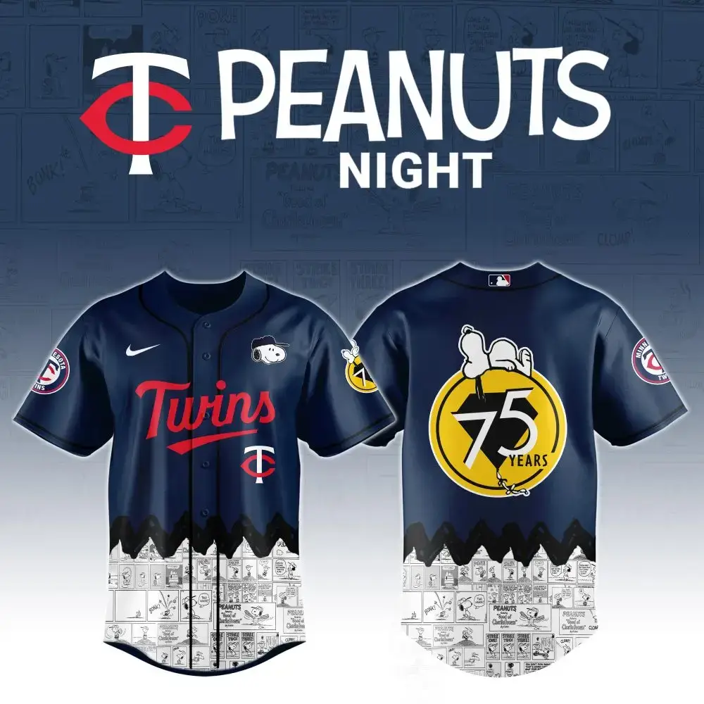 Minnesota Twins X Peanuts Night Custom Baseball Jersey Image
