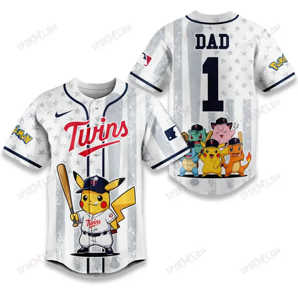 Minnesota Twins X Pokemon Night Dad Edition Baseball Jersey Image