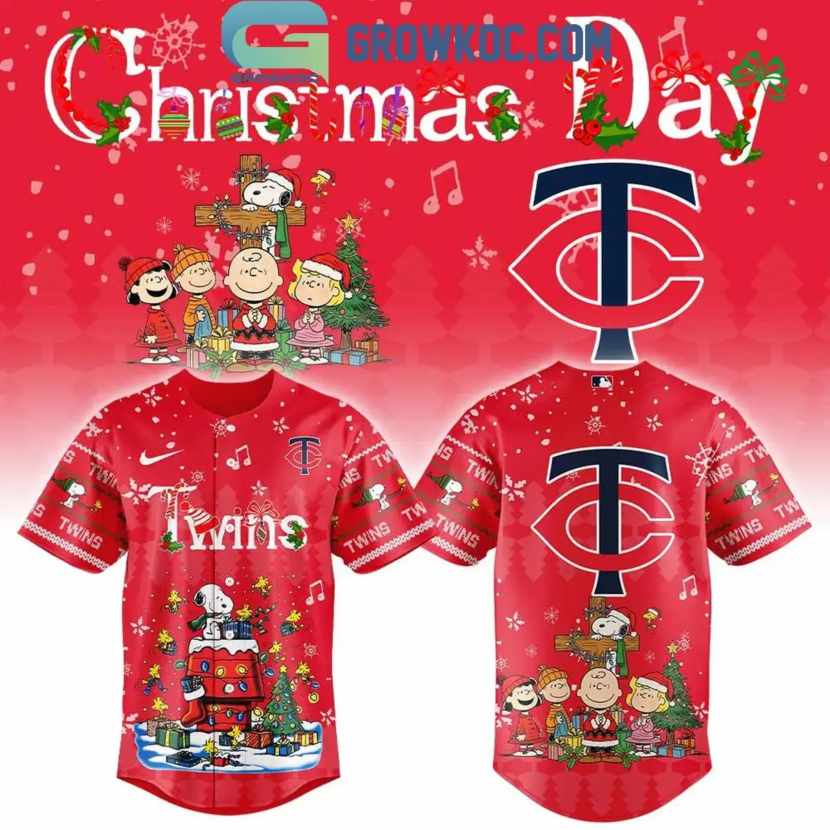 Minnesota Twins x Snoopy And Friends Christmas Jersey Image