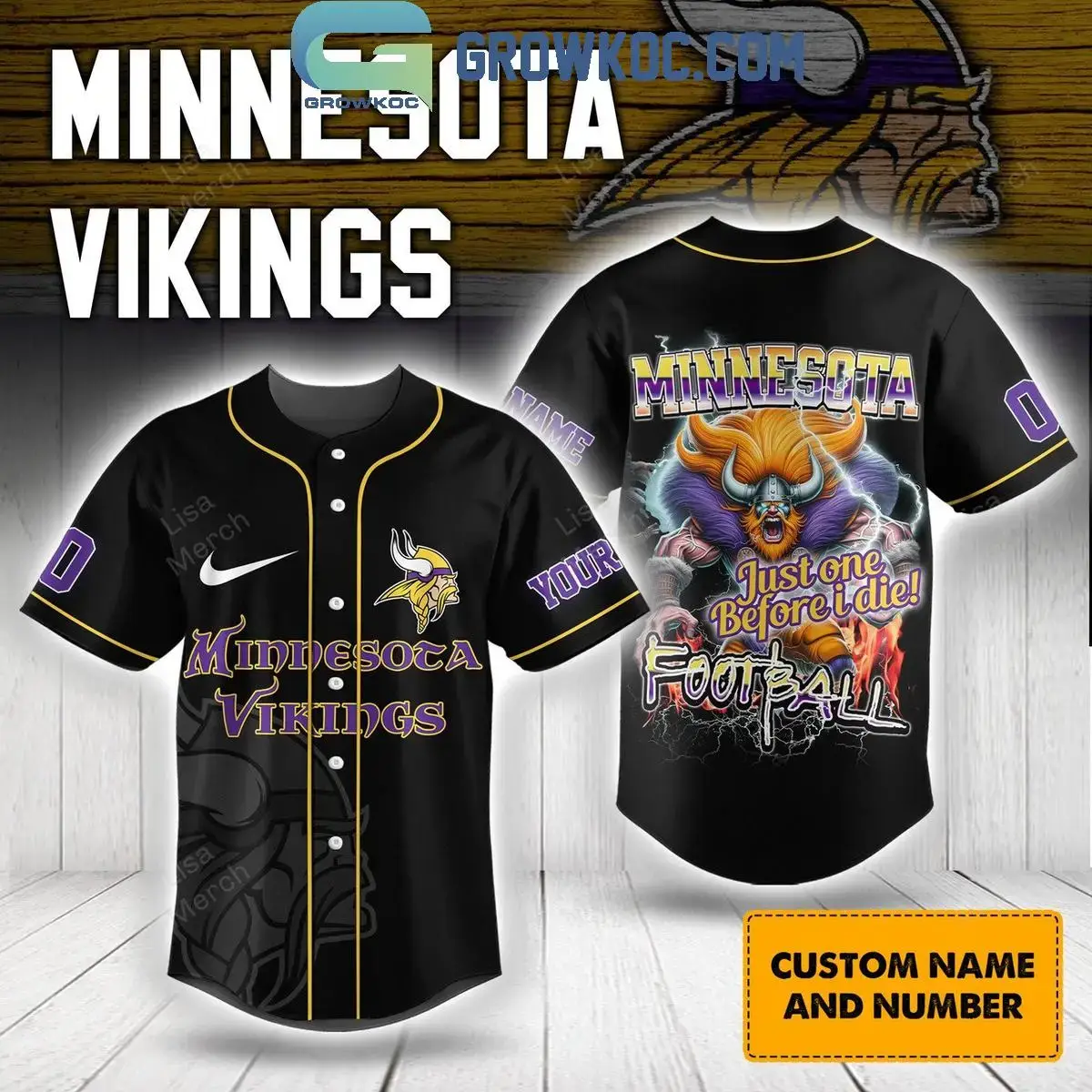 Minnesota Vikings Just One Before I Die Personalized Baseball Jersey Image