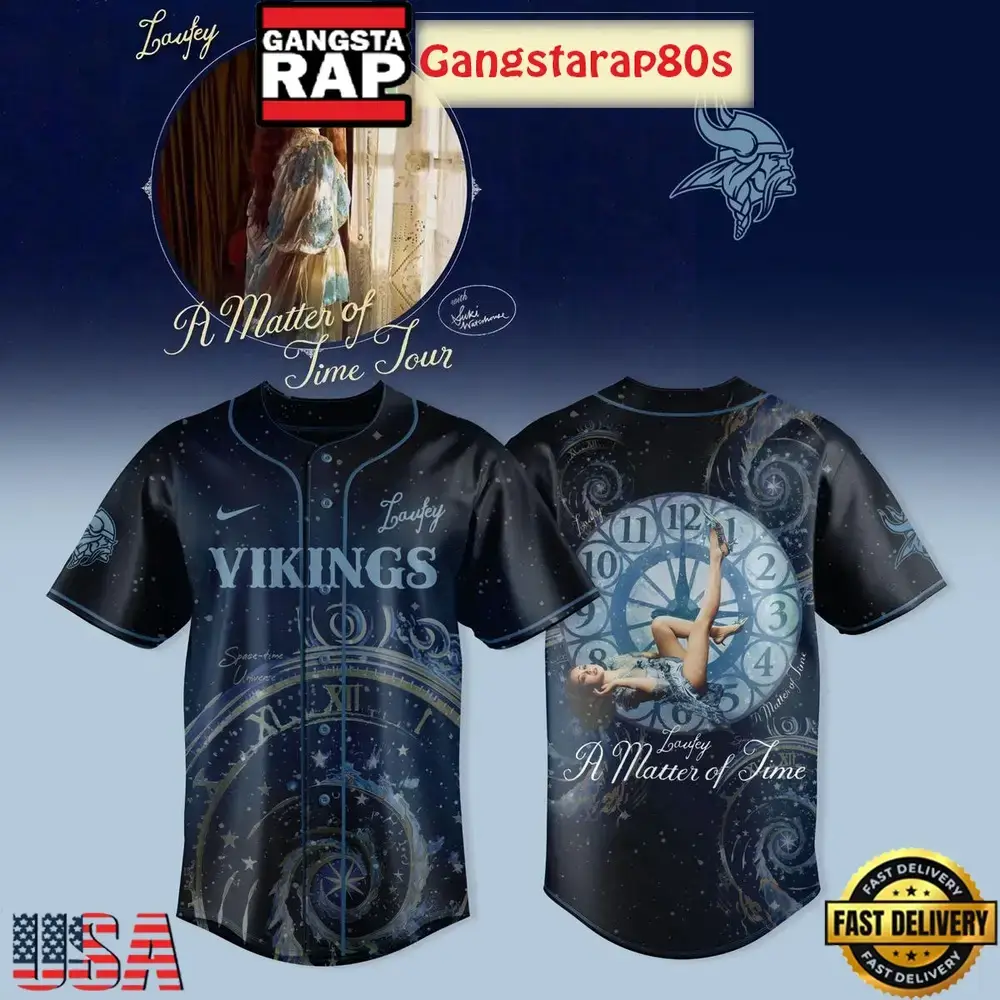 Minnesota Vikings x Laufey A Matther Of Time Tour 2025 Baseball Jersey Shirt Image