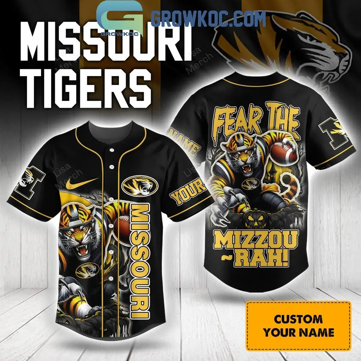 Missouri Tigers Football Fear The Mizzou-rah 2024 Halloween Personalized Baseball Jersey Image