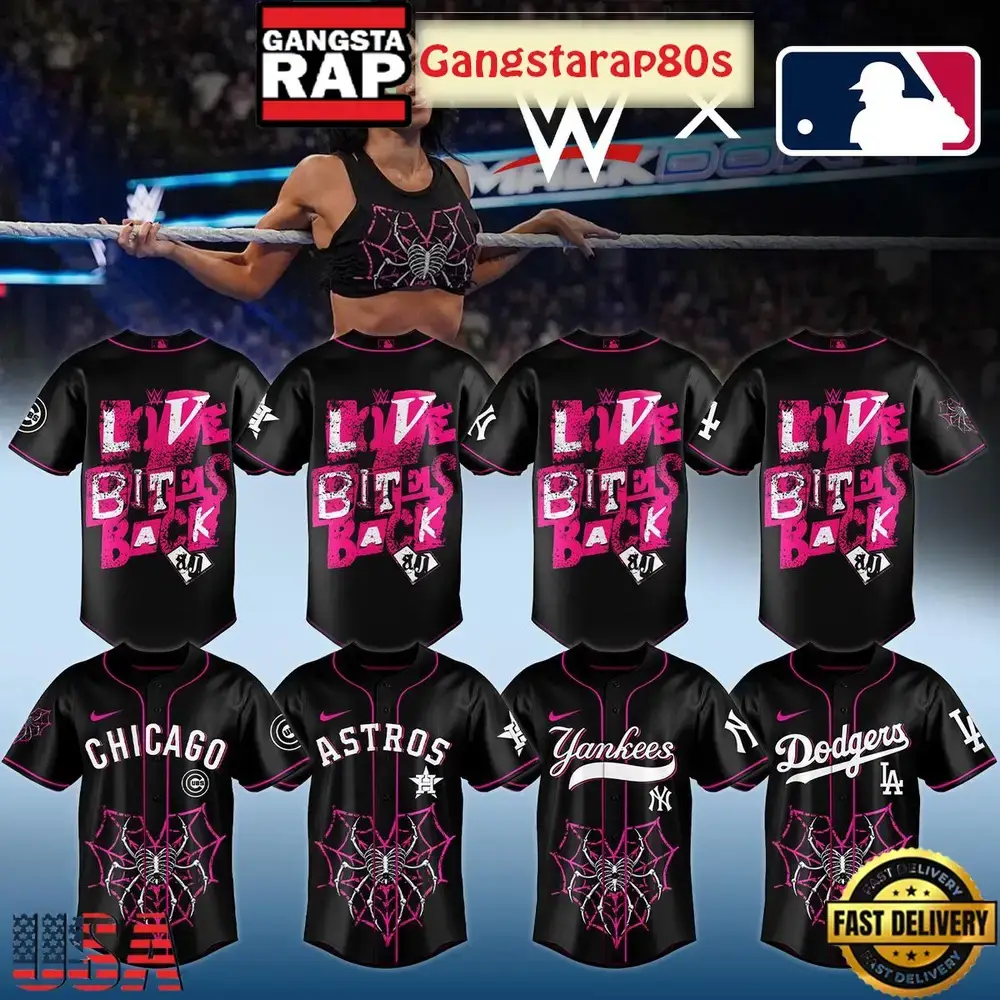 MLB All Team x AJ Lee Live Bites Back Baseball Jersey Shirt Image