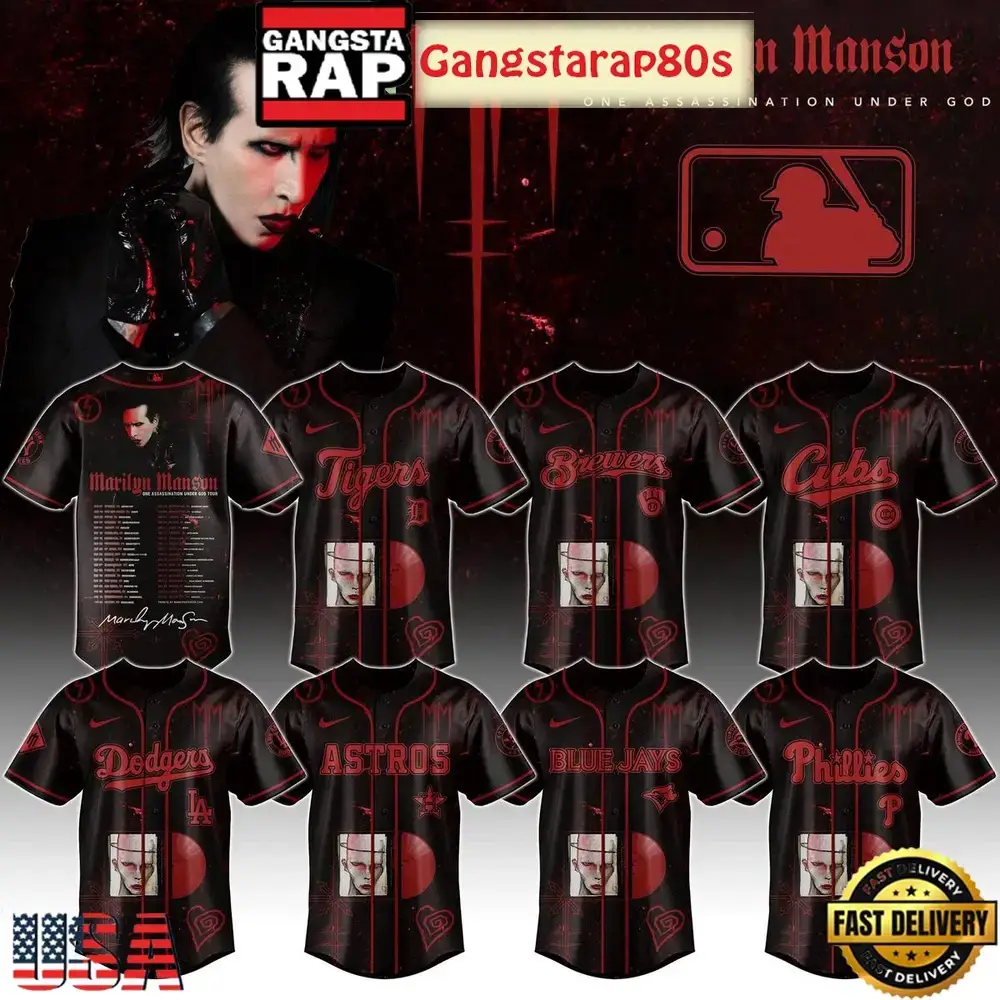 MLB All Team x Marilyn Manson Tour 2025 Special Baseball Jersey Image